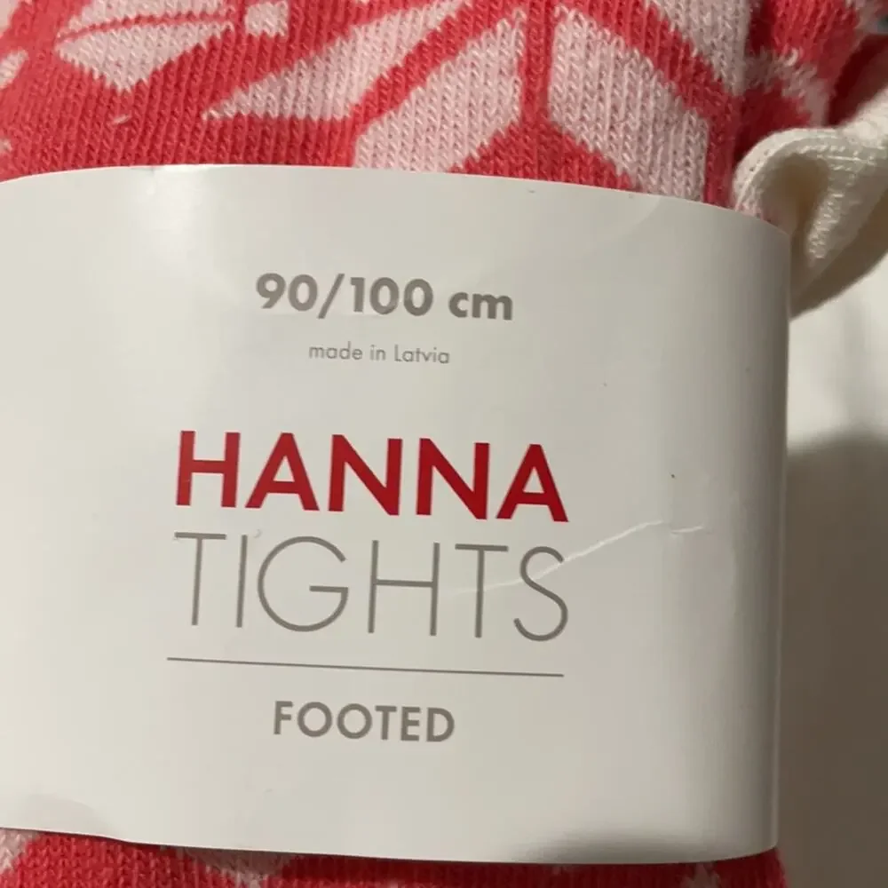 Hanna Andersson 90-100 (3-4) coral cream tights NWT pattern mismatched matched